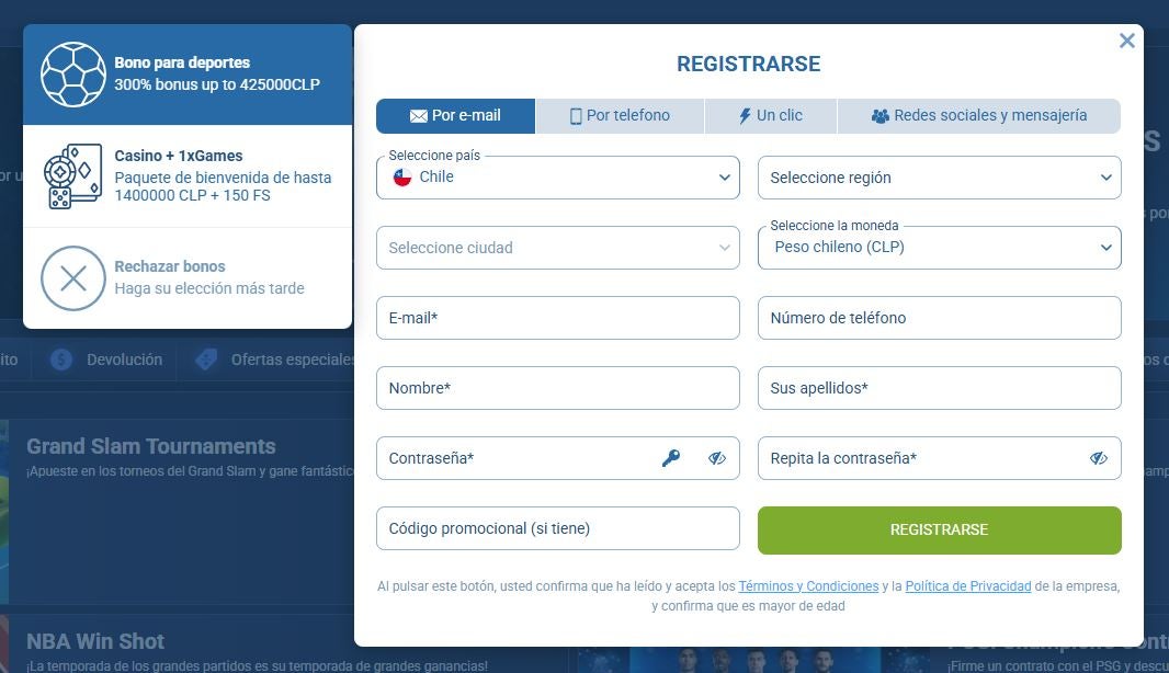 como registrarse en 1xbet