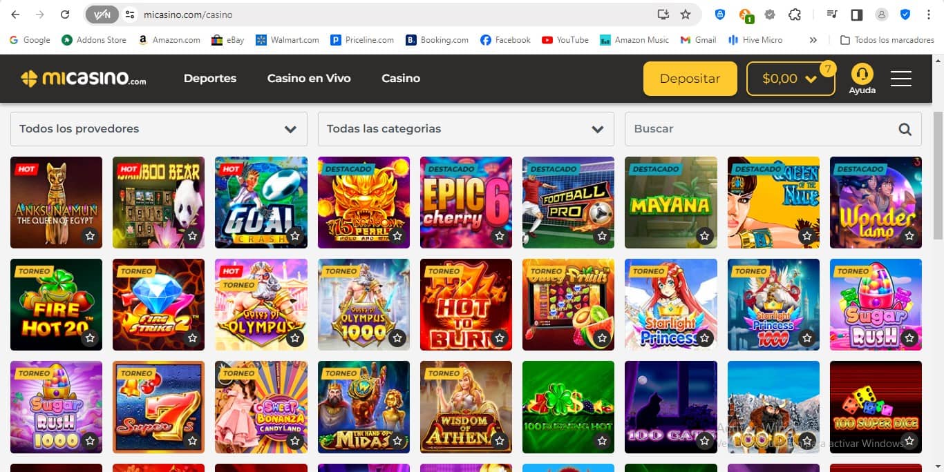 selección de juegos de casino Micasino online chile