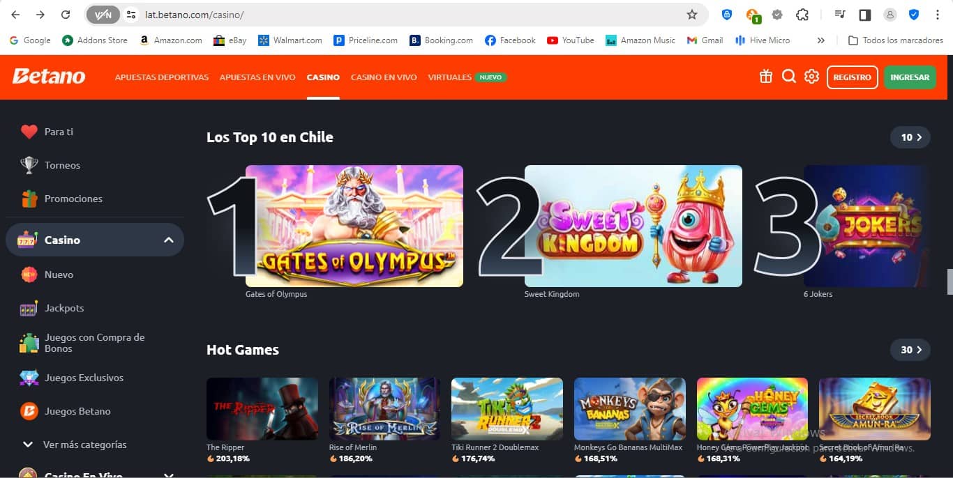juegos de casino Betano online chile
